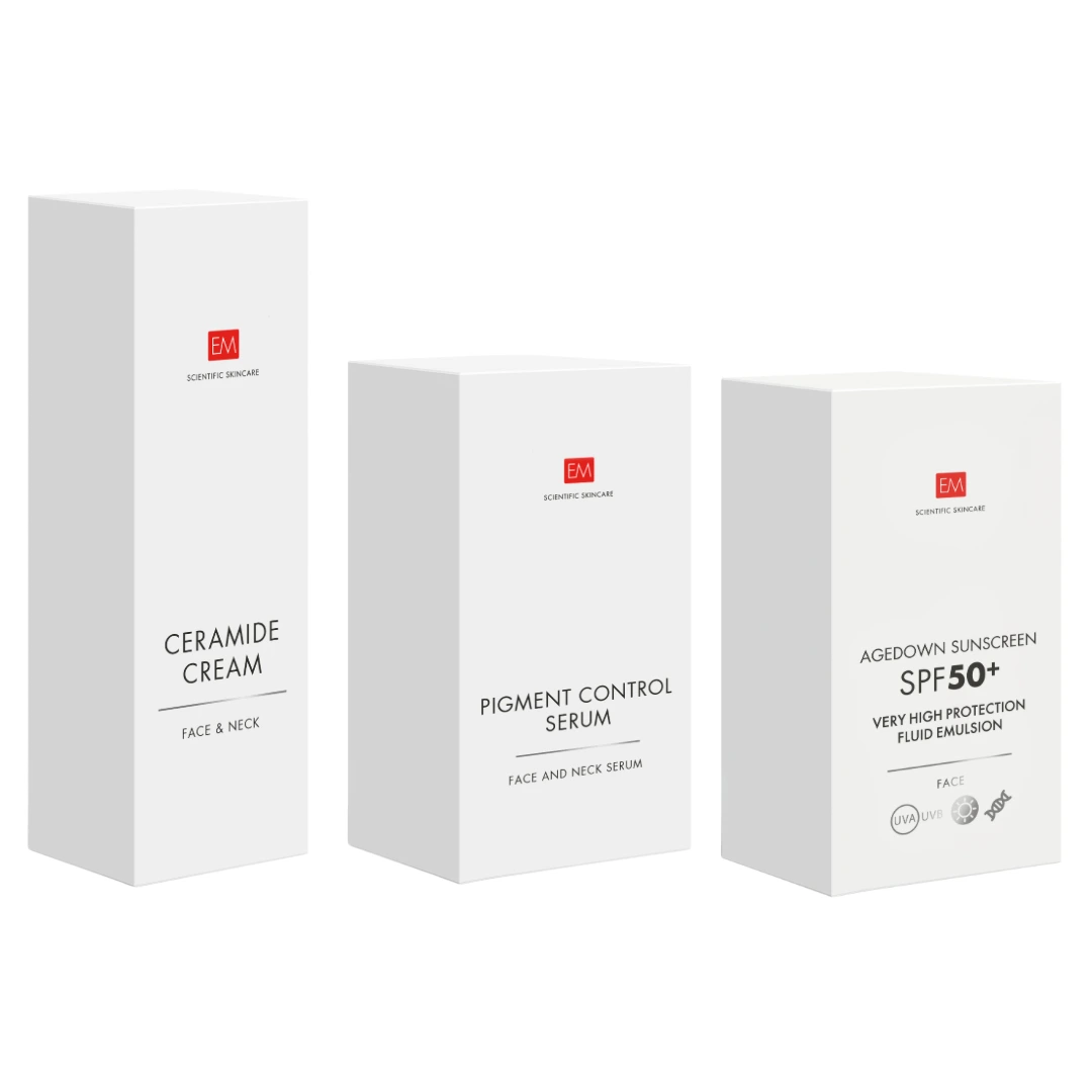 AntiAging Kit EM SKINCARE - Pigment Control Serum, Ceramide Cream, SPF50+