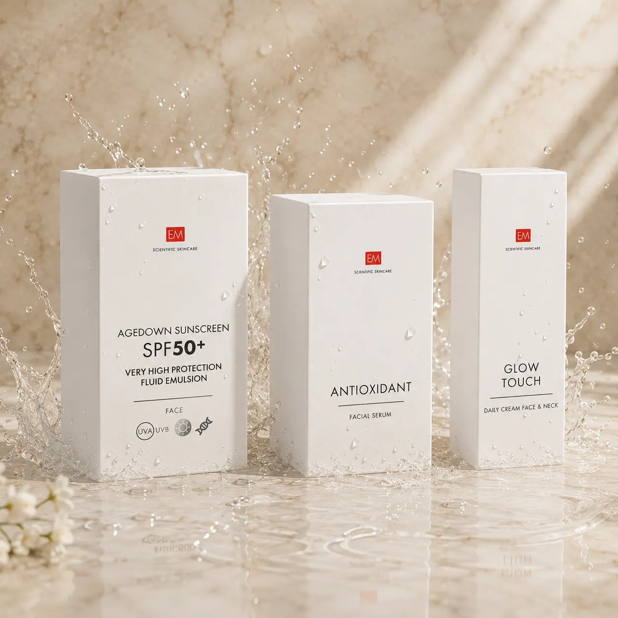 Summer Kit EM SKINCARE: SPF50+, Antioxidant and Glow Touch