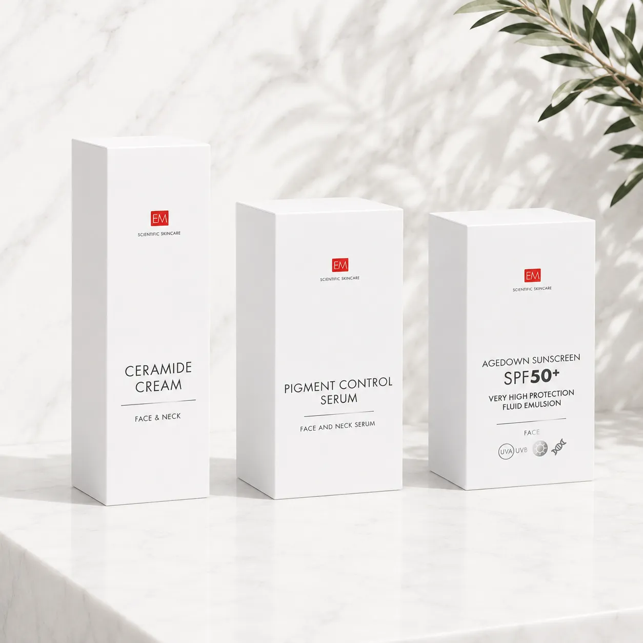 AntiAging Kit EM SKINCARE - Pigment Control Serum, Ceramide Cream, SPF50+